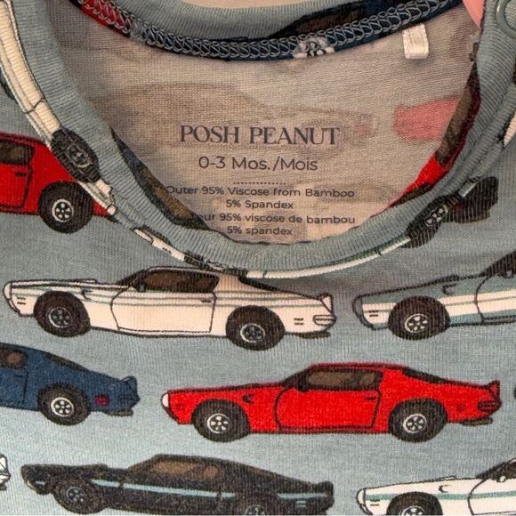 Posh Peanut Race Cars Bamboo Long Sleeves Bodysuit 0-3 Months Excellent - Picture 3 of 12